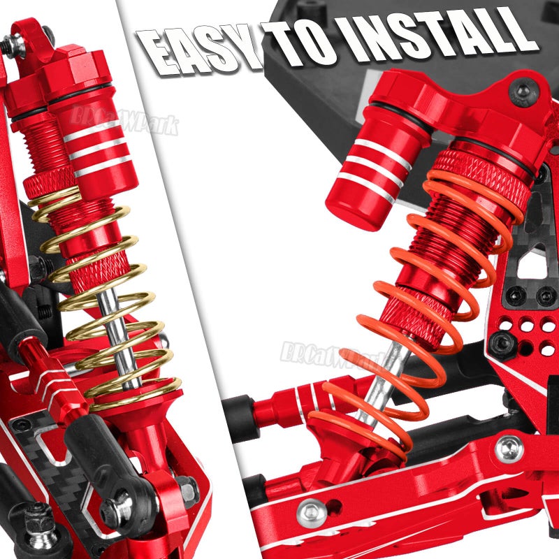 جزء ممتص الصدمات BRCatWPark Big Bore RC لـ 1/10 Slash 4x4/2WD(VXL)، Stampede 4x4/2WD(VXL)، Rustler 4x4/2WD(VXL)، Bandit 4x4/2WD(VXL) 4WD 2WD، ممتص الصدمات الخلفي الأمامي من سبيكة معدنية، أحمر - Image 4